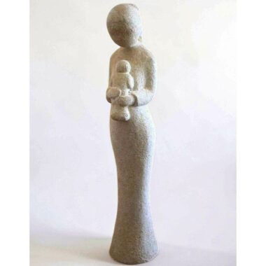 Statue Vierge à l’Enfant en pierre naturelle – Style épuré
