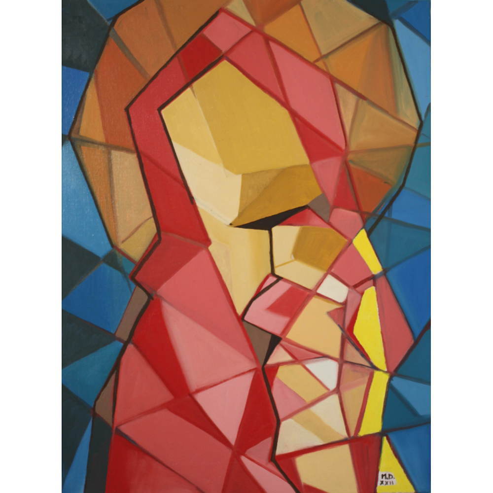 peinture de vierge contemporaine rouge damay