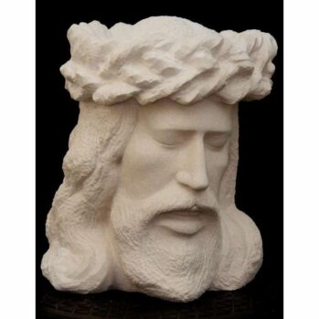 Sculpture du Christ de la passion Tête sculptée en pierre blanche (4)