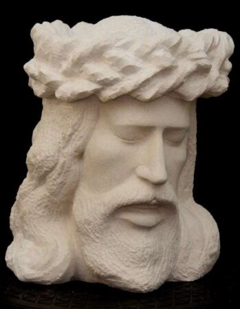 Sculpture du Christ de la passion Tête sculptée en pierre blanche (4)