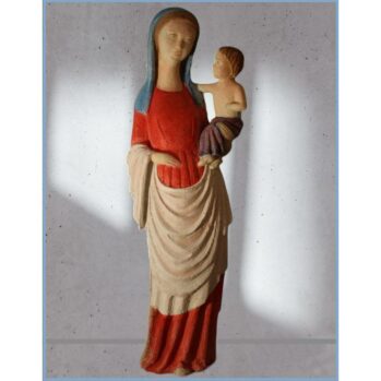 Statues de Vierges en bois, résine, béton
