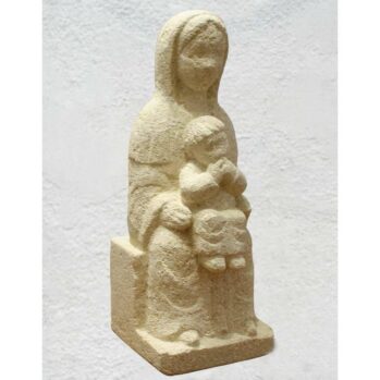 Statue de Vierge à l’enfant façon romane assise (2)