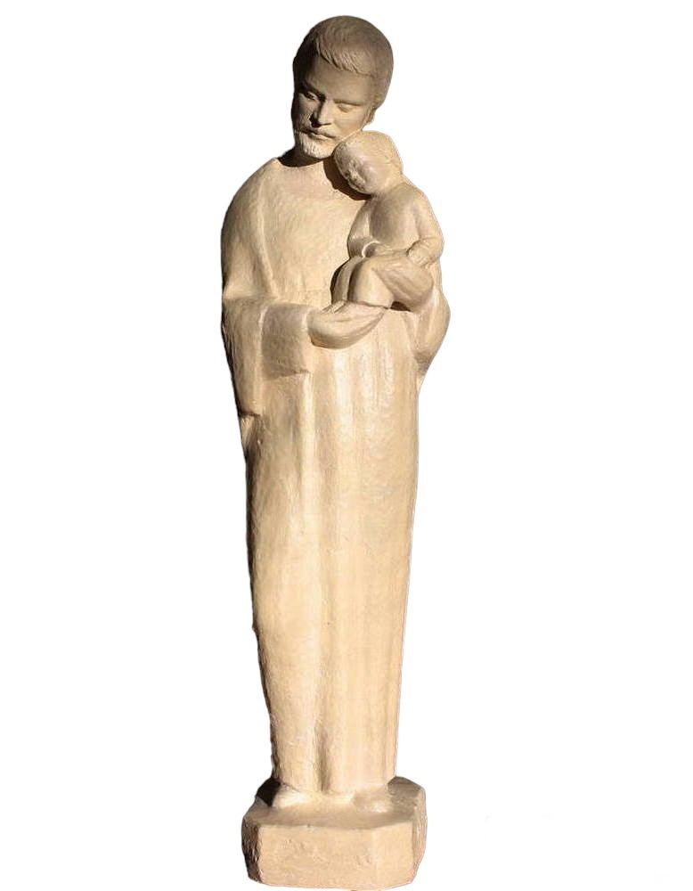 statue de saint joseph avec l'enfant pierre exterieur chapelle bethleem