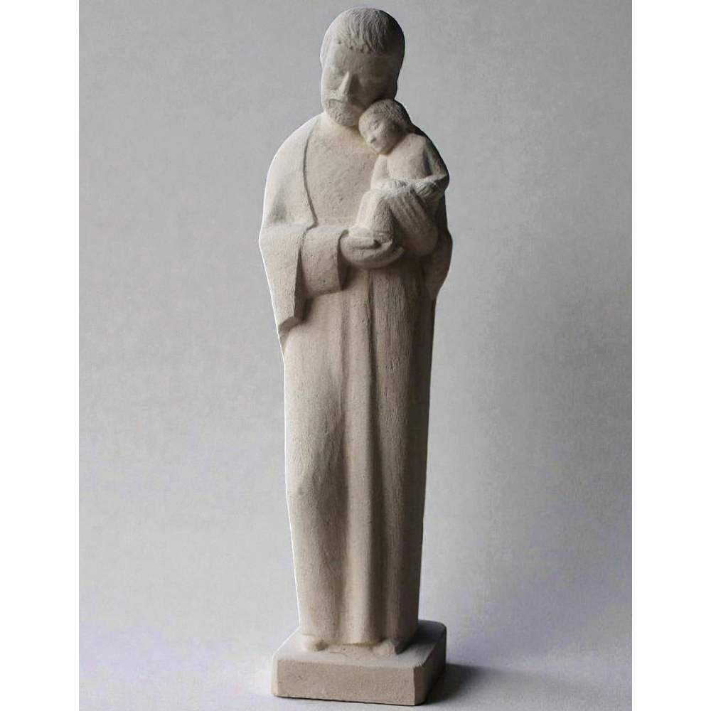 statue en pierre de saint joseph portant l'enfant martin damay