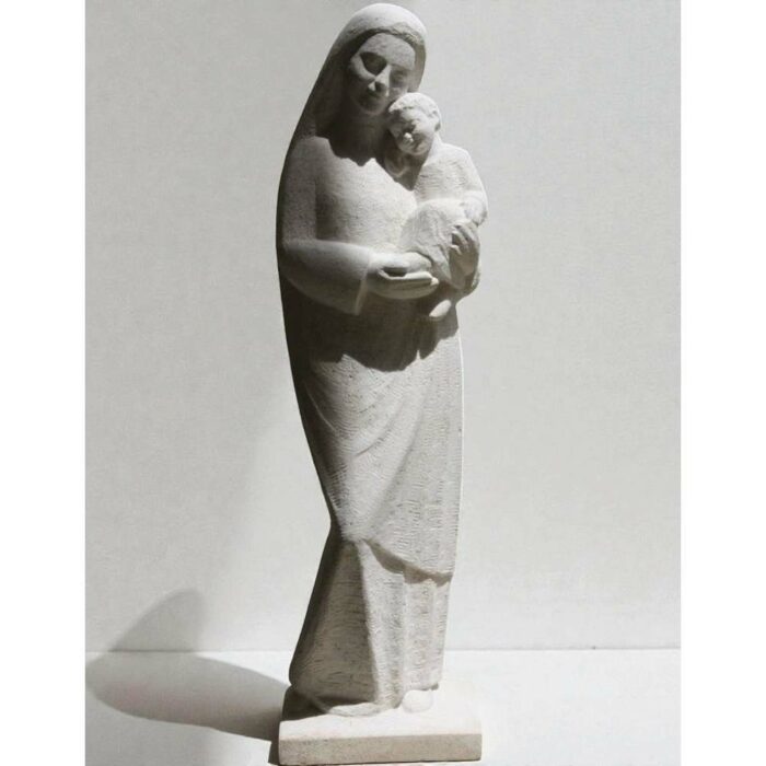 statue de vierge de tendresse avec l'enafant en pierre pour exterieur