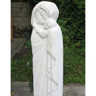 Statue de Vierge à l’enfant de tendresse en pierre