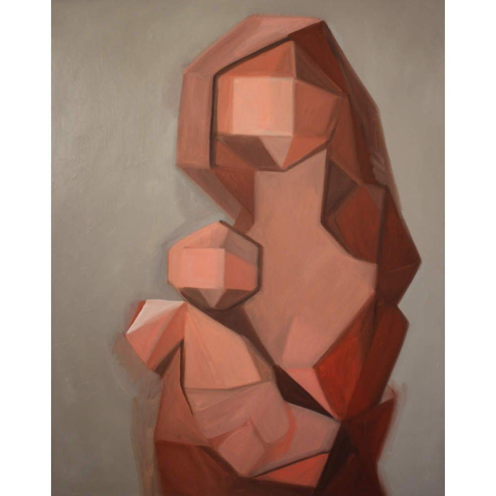 peinture vierge à l'enfant de tons rouges