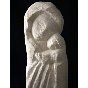sculpture vierge marie moderne avec l'enfant en pierre statue