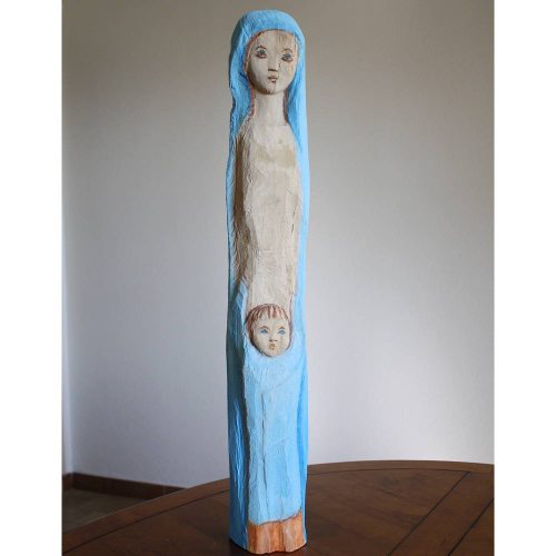 Statue de Vierge en bois peint 70 cm