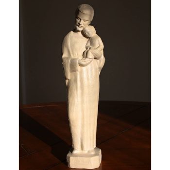 statue de saint joseph à l'enfant tendresse paternelle sculpture style yves le pape