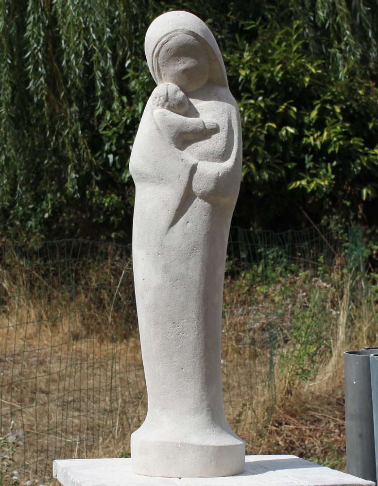 vierge de tendresse en pierre veritable martin damay statues