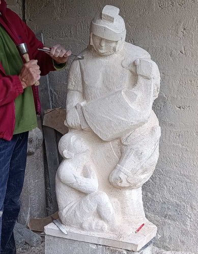 atelier pierre sculpture en cours statue