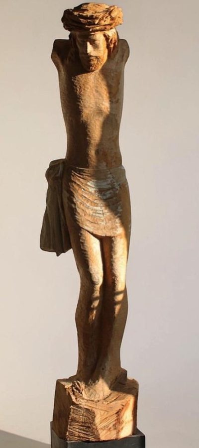 Christ en bois de chene massif sculpté à la main, statue religieuse monumentale de 1,52 m