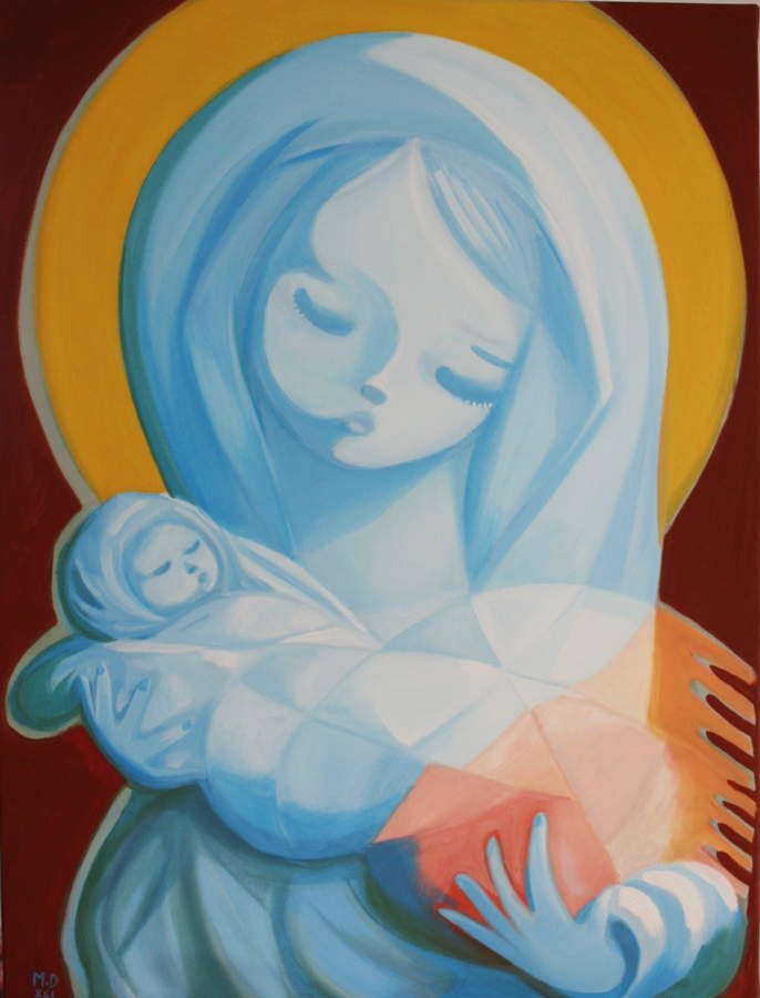 peinture de la vierge et de l'enfant