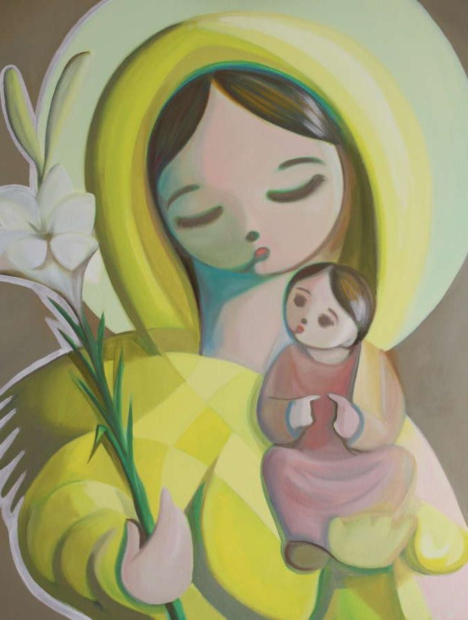 peinture huile sur toile vierge à l'enfant