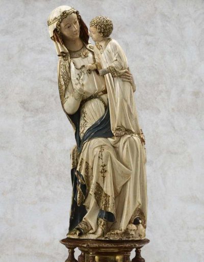 drapé vierge à l'enfant statue sculpture