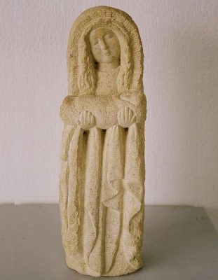 vierge marie au nouveau né statue en pierre naturelle véritable sculptee