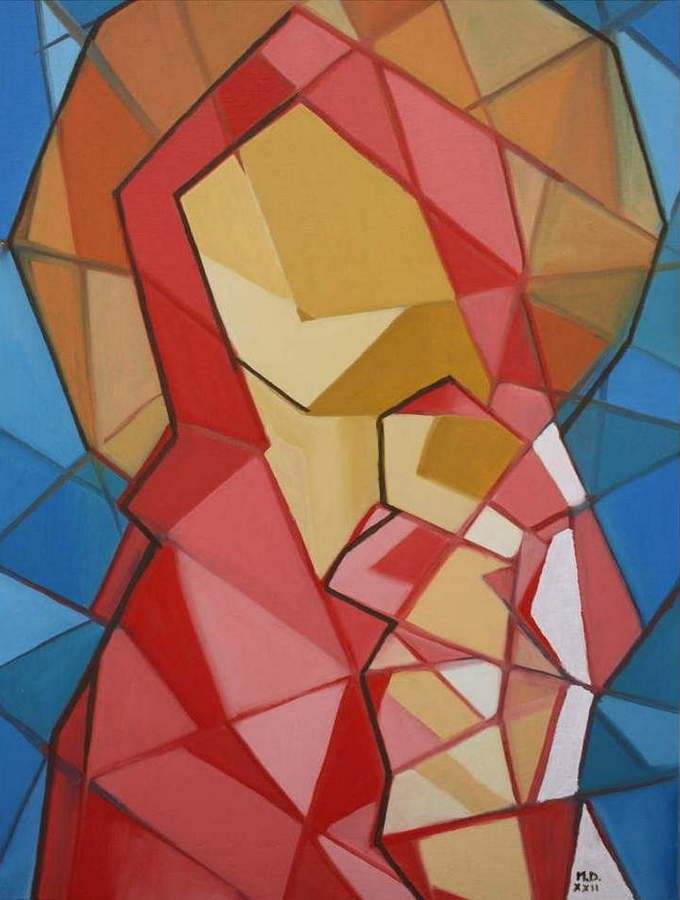 peinture contemporaine de la vierge à l'enfant