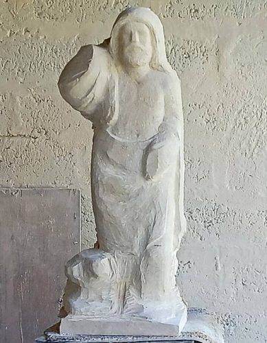 Sculpture de saint Jean-Baptiste en pierre