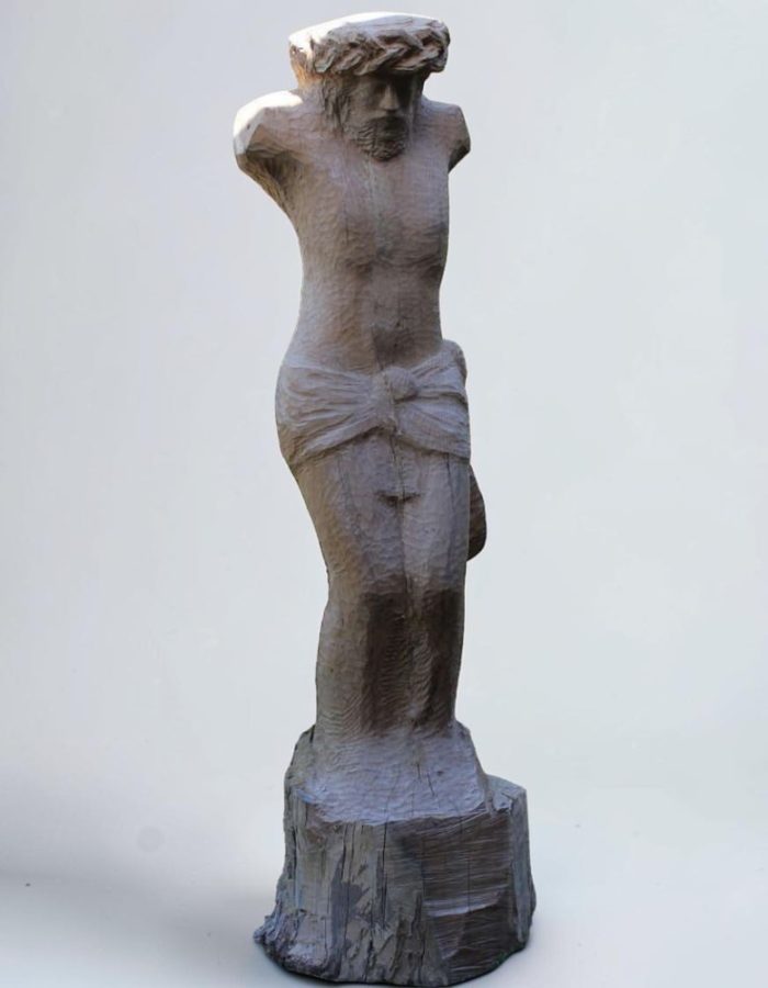 corps du christ en bois d'acacia sculpté