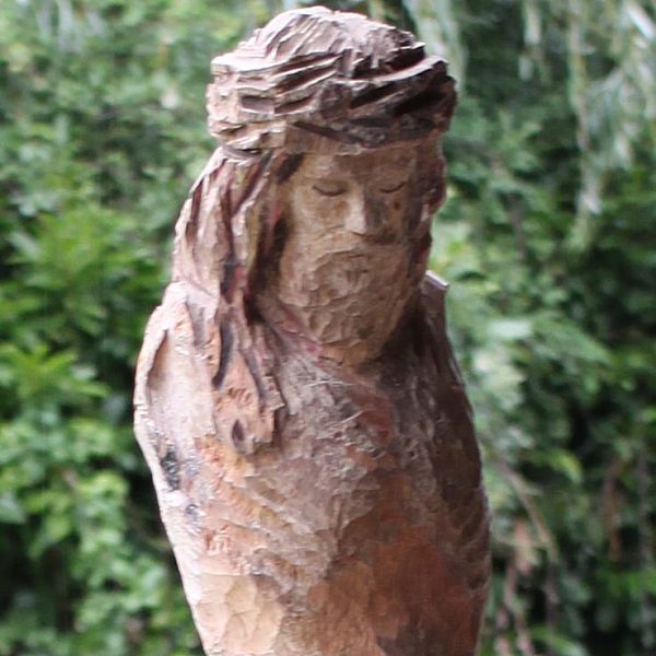 sculpture christ jesus bois de chene statue religieux art sacré