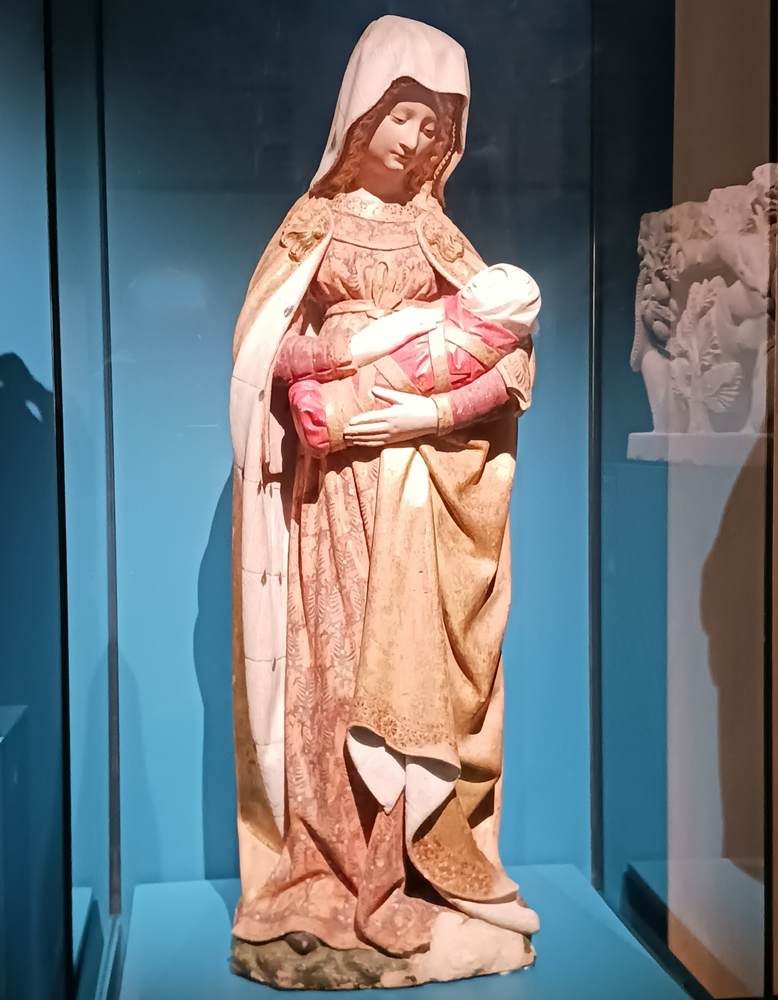 sculpture couleur vierge à l'enfant d'autun bulliot