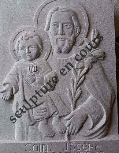 sculpture saint joseph pierre exterieur en cours