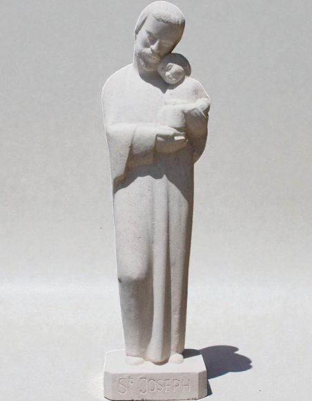 statue de st Joseph portant l'enfant en pierre