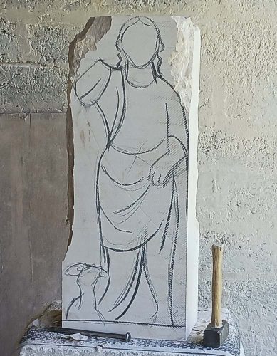 Sculpture de saint Jean-Baptiste en pierre