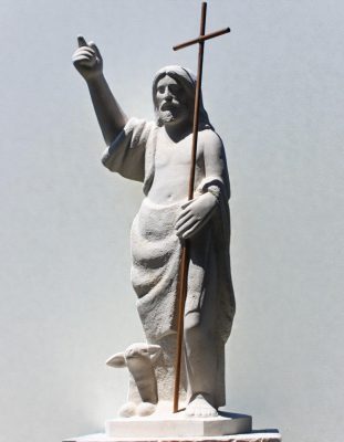 statue de saint jean baptiste prechant en pierre martin damay