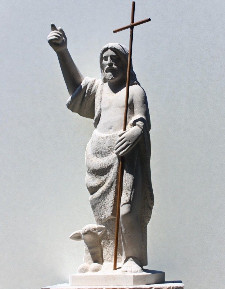 statue de saint jean baptiste prechant en pierre martin damay