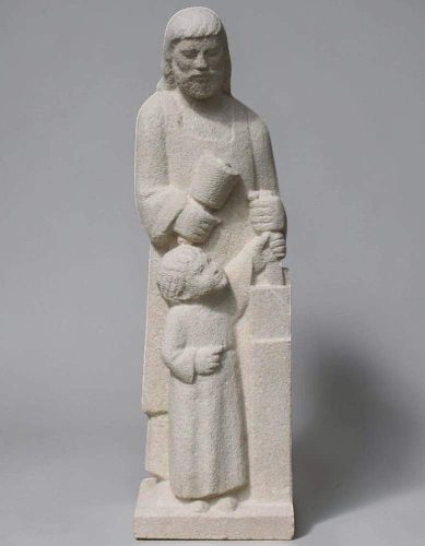 statue de saint joseph artisan en pierre avec l'enfant jesus martin damay
