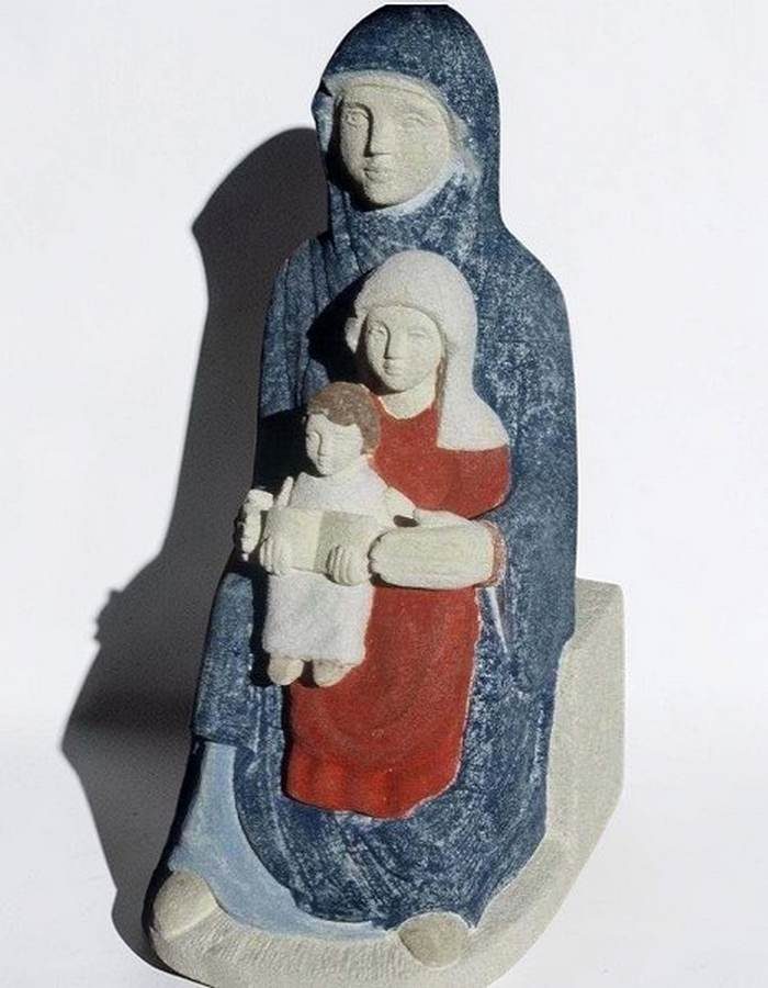 statue de sainte anne en pierre peinte martin damay