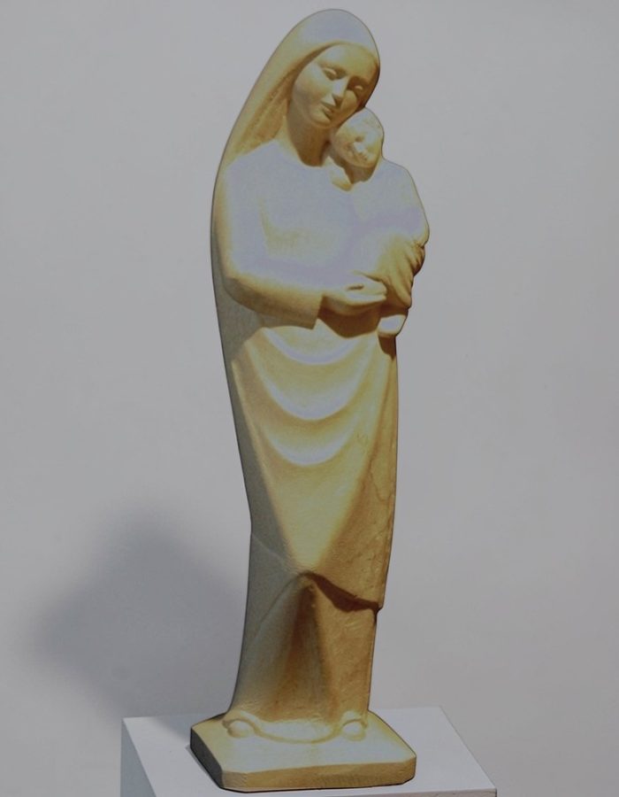 statue de vierge de tendresse en pierre