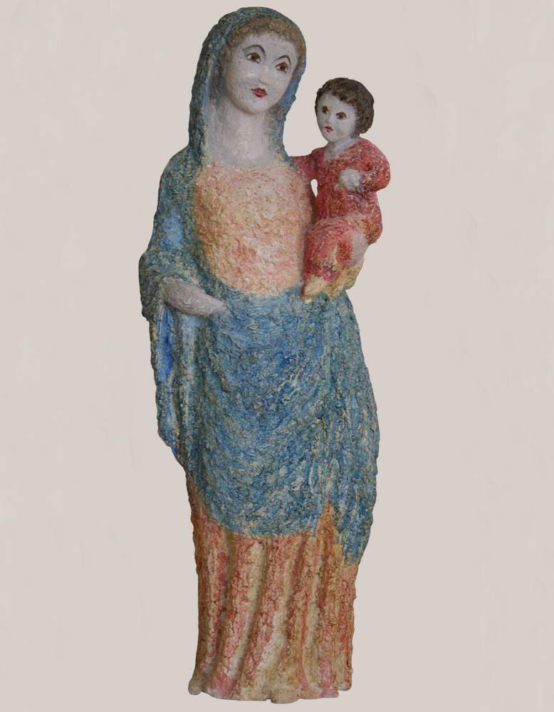 vierge à l'enfant moderne colorée par martin damay