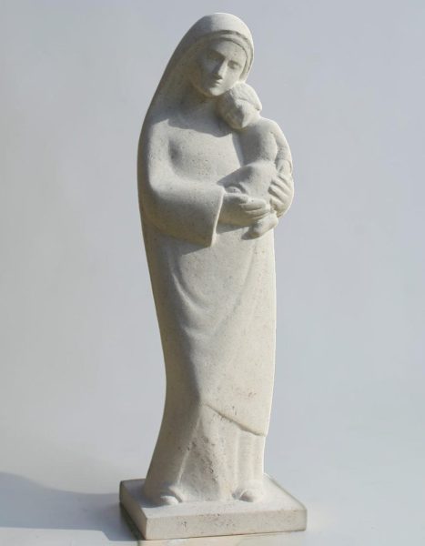 vierge de tendresse en pierre naturelle par martin damay