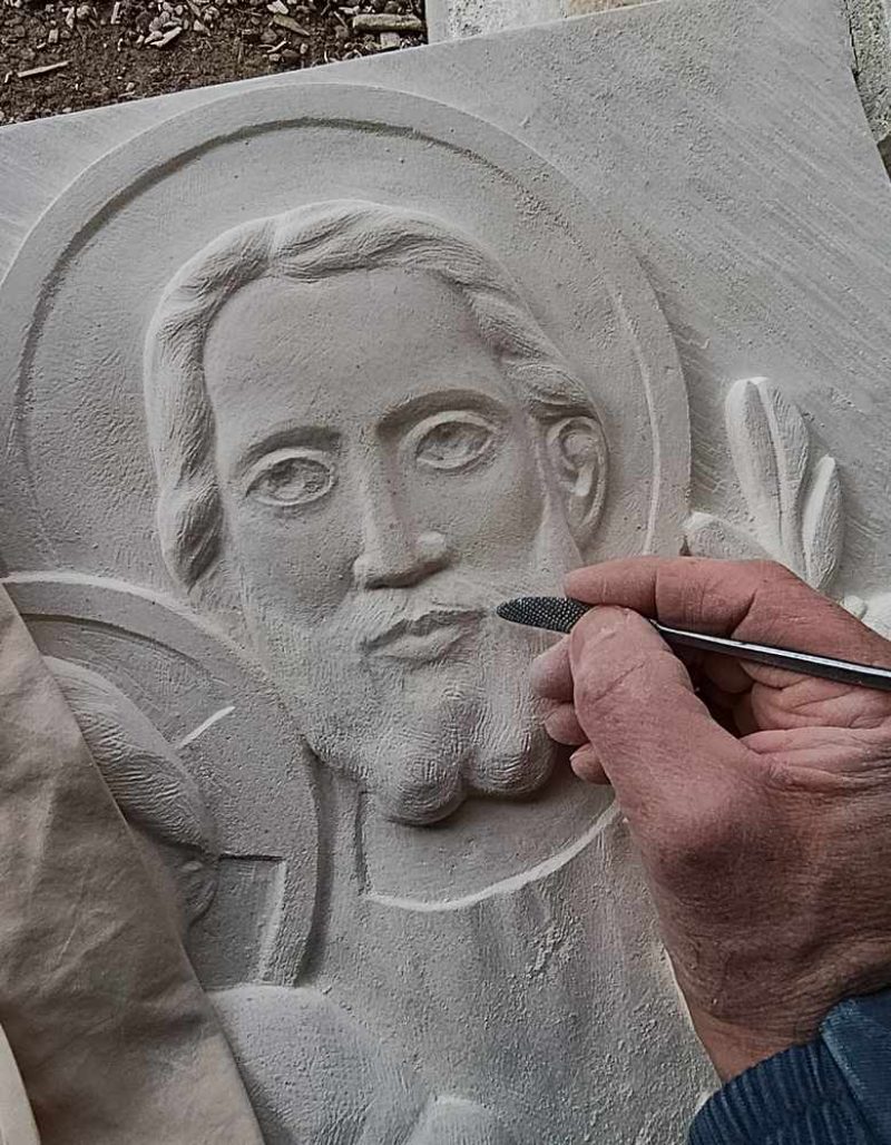 visage de saint joseph en pierre sculptée martin damay
